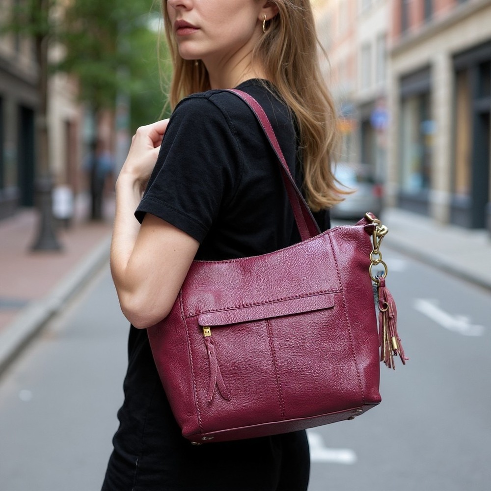 The Sak Alameda Cabernet Burgundy Pebbled Leather Crossbody Bag 108325‎ NWT
